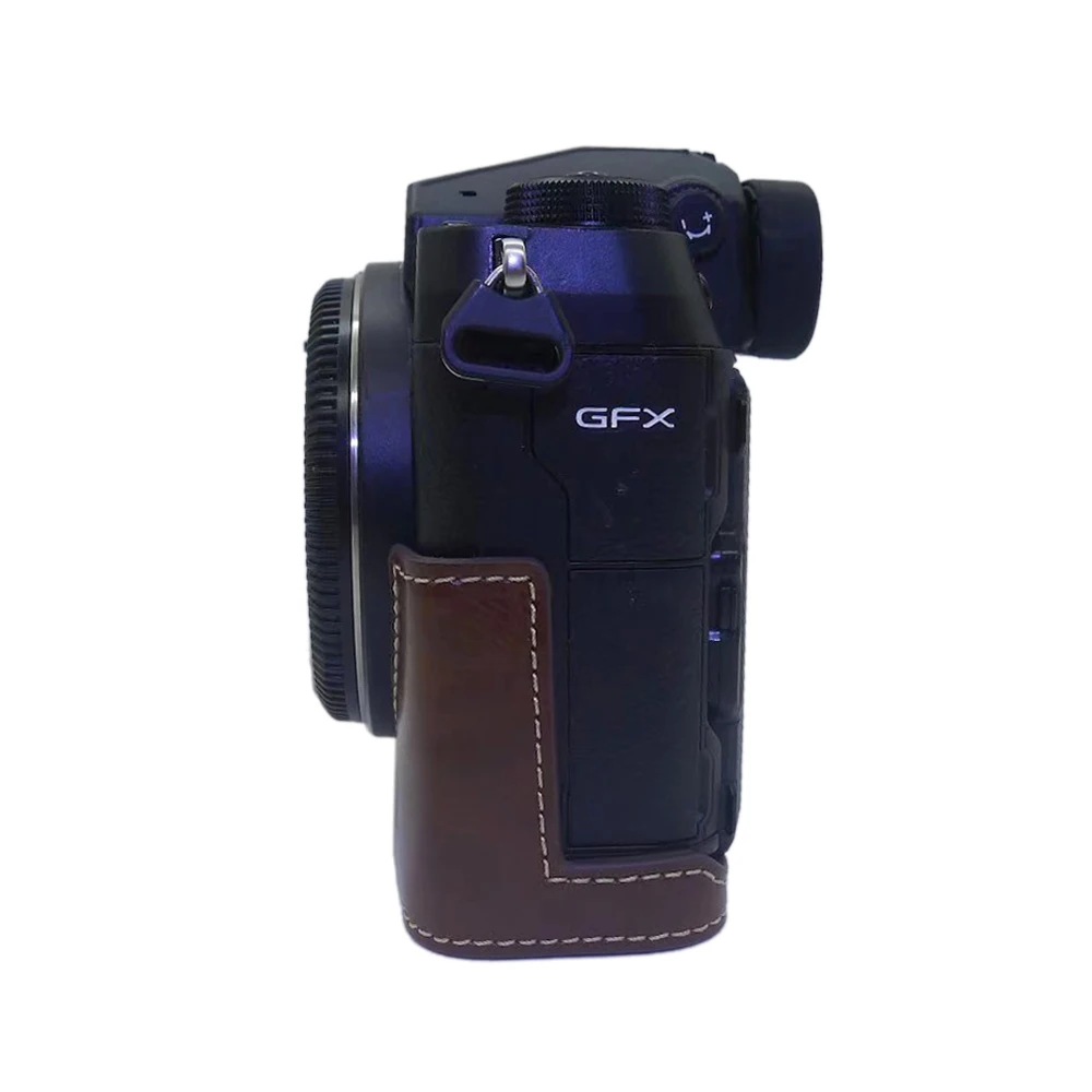 Camera Bag PU Leather Half Body Set Cover For GFX100S GFX 100S Bottom Case With Battery Opening