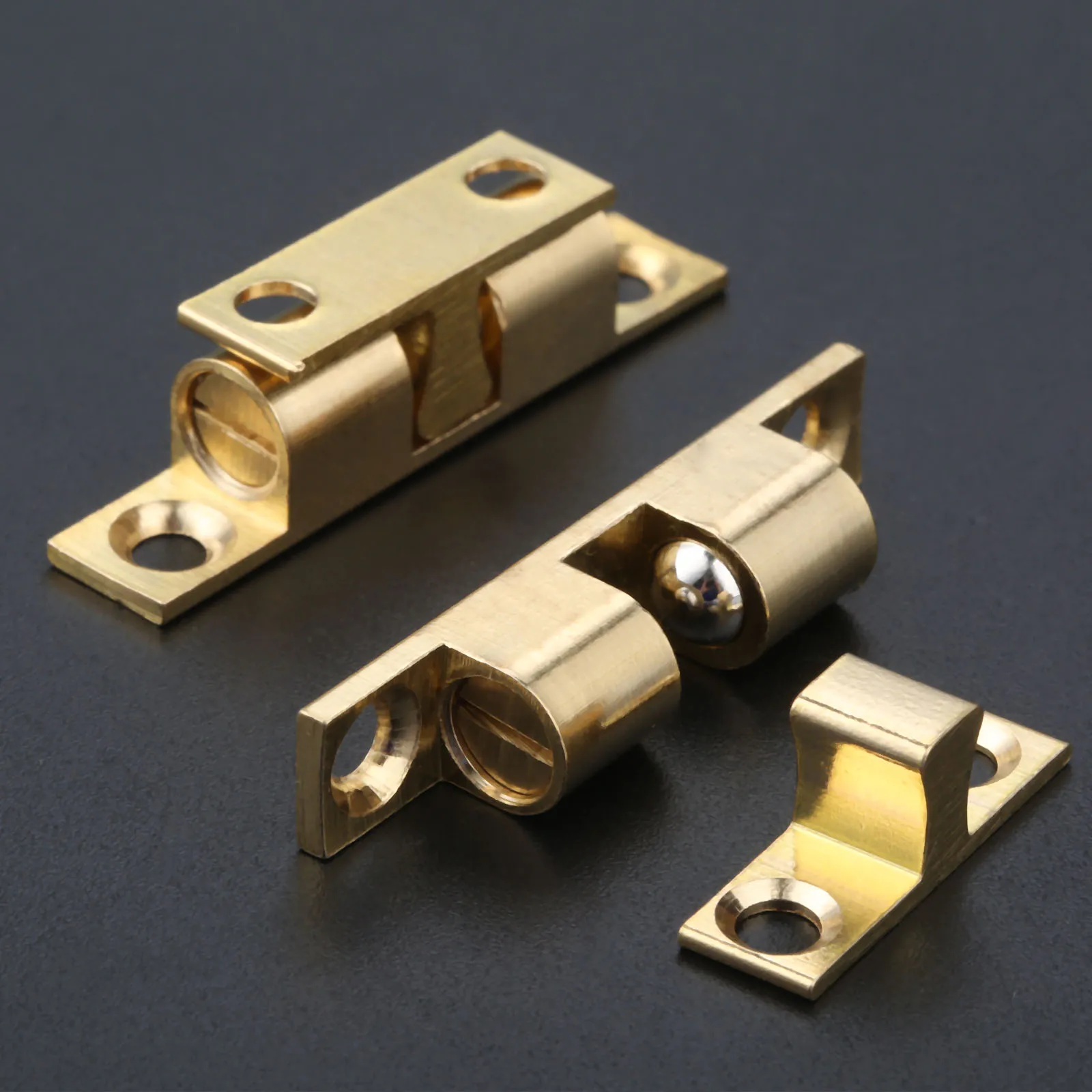 1pc Copper Dual Ball Touch Catch Cupboard Drawer Cabinet Door Latch Clip Lock Hardware 42mm Bronze Brass Hardware Accessories