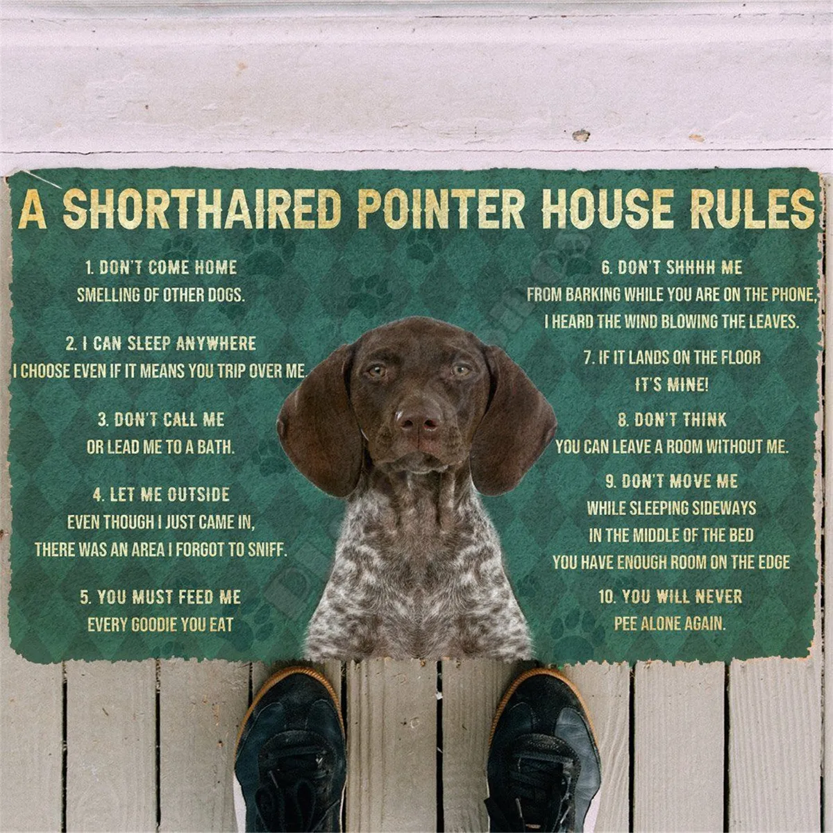 3D house rules German Shorthaired dog Doormat Non Slip Door Floor Mats Decor Porch Doormat