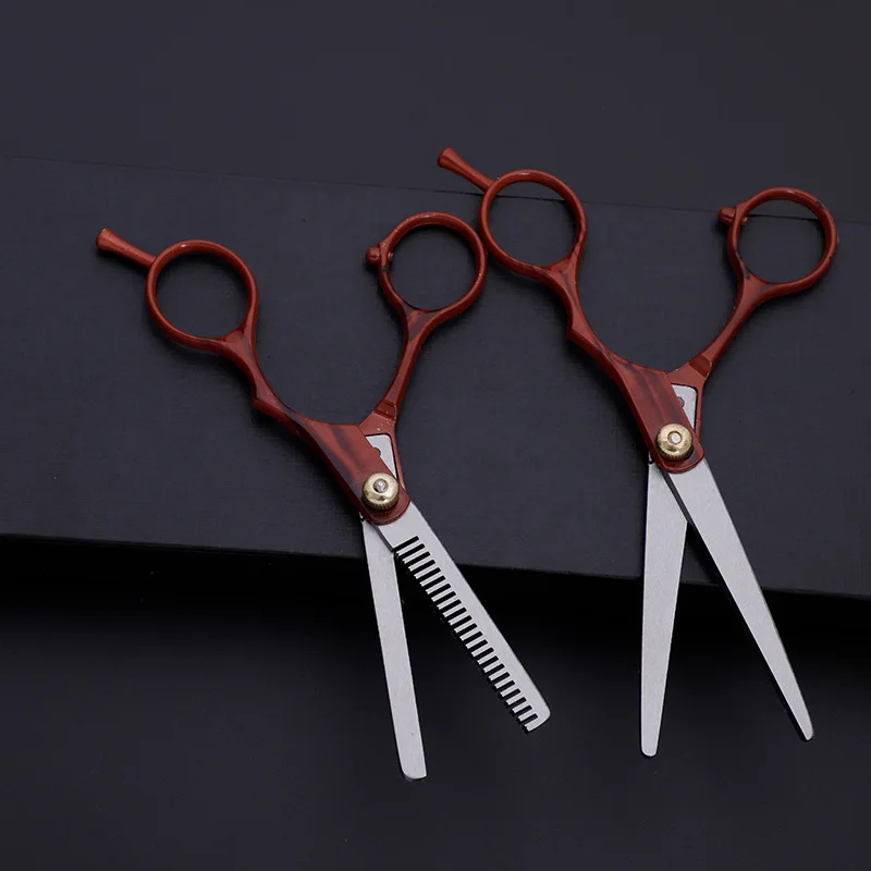 Gunting Rambut Merah 6.0 Inci Profesional Alat Pemotong Rambut Gunting Penipis Gunting Salon Gunting Rambut