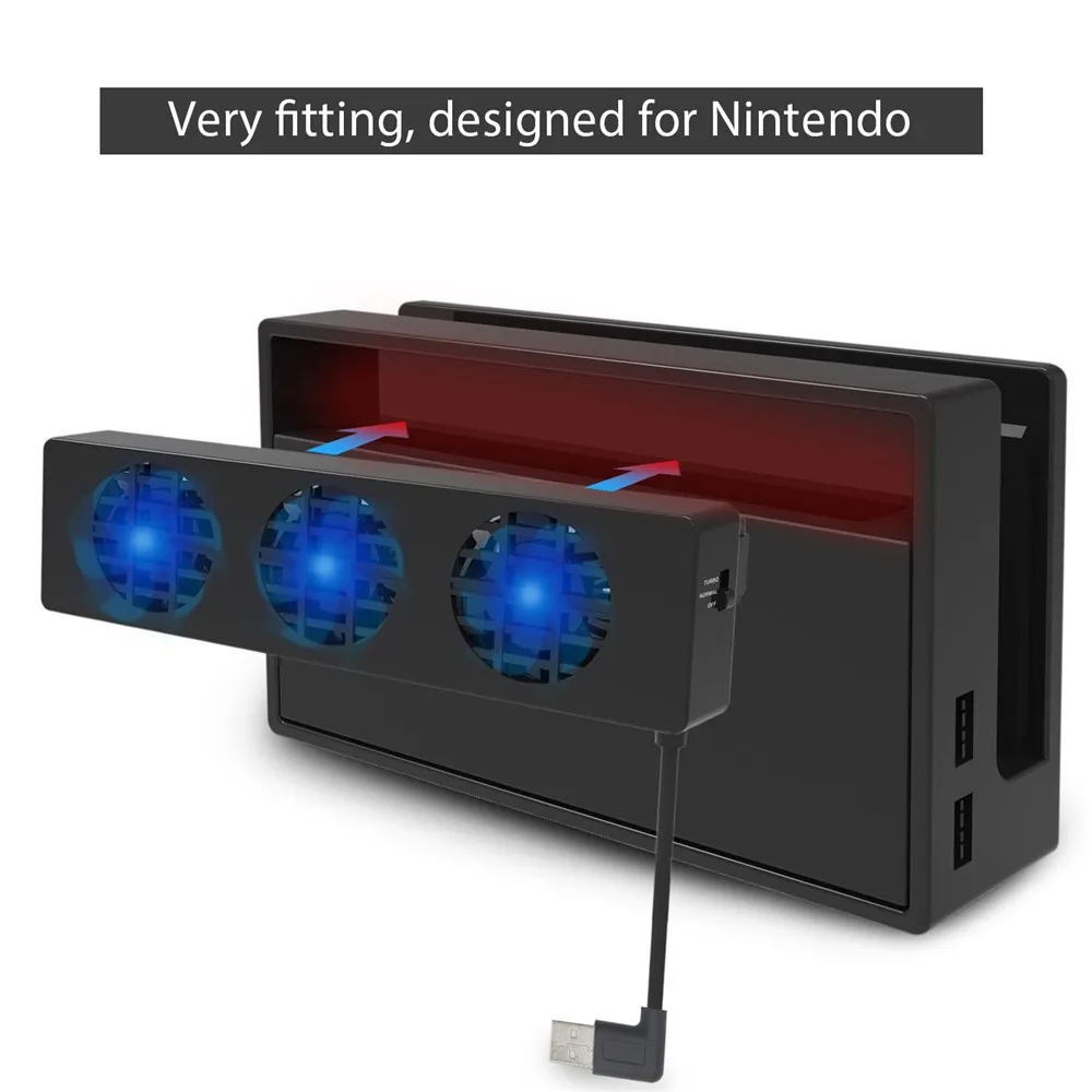 ปรับอุณหภูมิสถานีควบคุม3-Fan Dock Mount คอนโซล Cooler ความร้อนไอเสียระบายอากาศสำหรับ Nintendo Switch