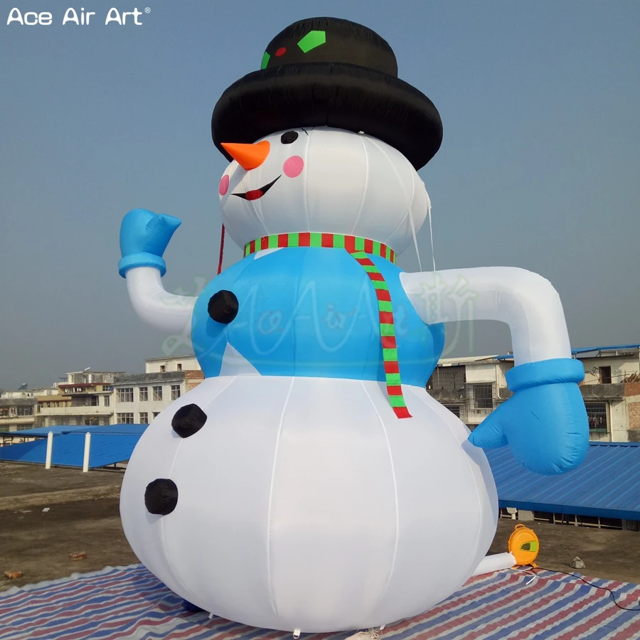 4m H Giant Christmas Inflatable Snowman Cartoon Model Popular Standing Style Vow Signature For Party Decoration