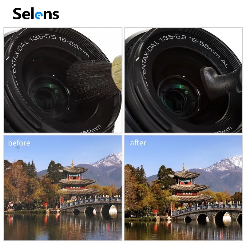 Selens Lau Ống Kính Camera Bút Bàn Chải Cọ Rửa Làm Sạch Cho Bộ Lọc Máy Ảnh Ống Nhòm Quay Phim Kính Thiên Văn Cho Canon Nikon Cho Sony