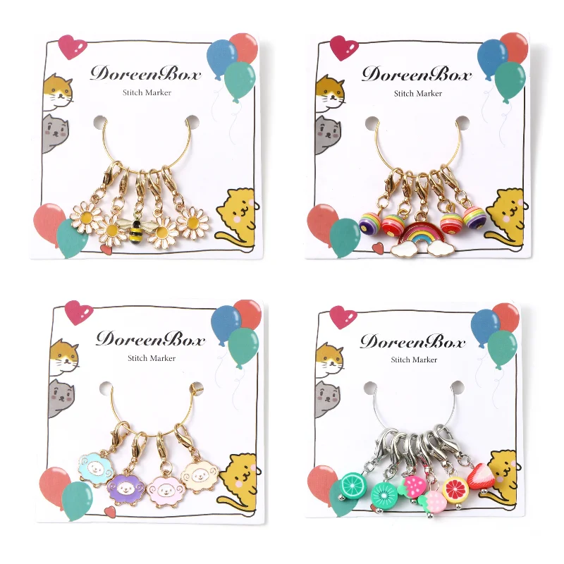 15 styl emalia Rainbow Daisy Bee zawieszki znaczniki do haftu metalowe szydełko, zatrzask DIY Craft Marker zestawy klips z igłą narzędzia dziewiarskie