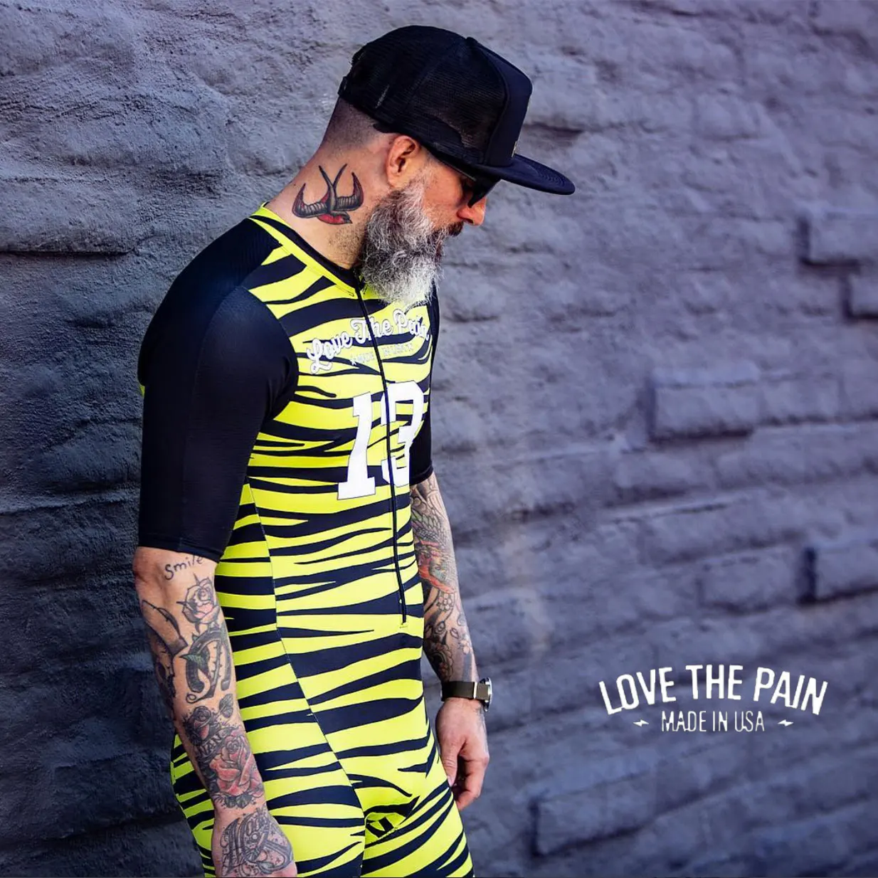 Love the Pain Triathlon Skinsuit for Men, Short Sleeve Cycling Jersey, Summer Running Clothes, One-piece Clothing, 2021