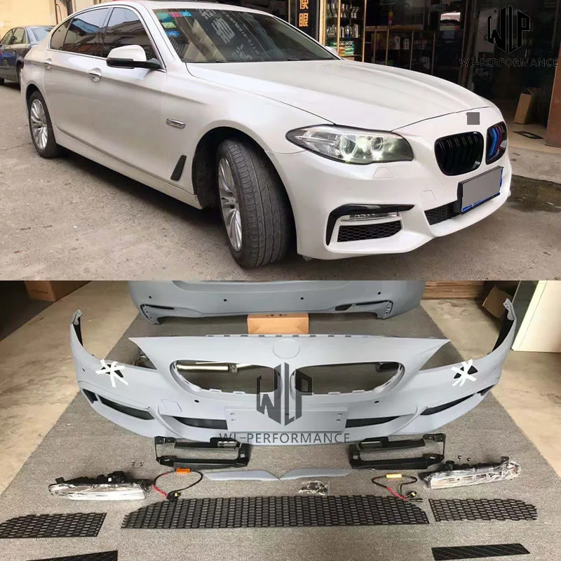 

G30 G38 m Style Pp Unpainted Front Bumper Rear Bumper with Light with Tail Tube for Bmw 5 Series F10 F18 523 528 Body Kit 10-17