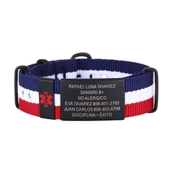 Personalized Medical Alert Bracelet For Men Women Emergency Medical Bracelets Nylon Wristband Custom Engraved Sport ID Bracelet