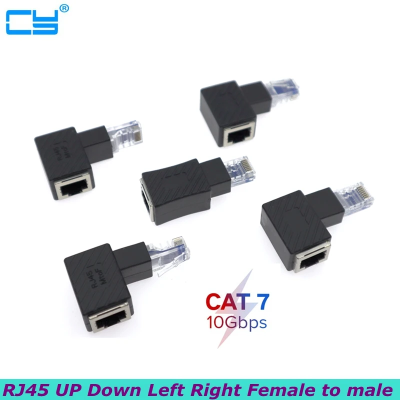 High quality 90 degree up, down, left, right, straight RJ45 Cat 5e 6e Cat7 male to female Lan Ethernet network extension adapter