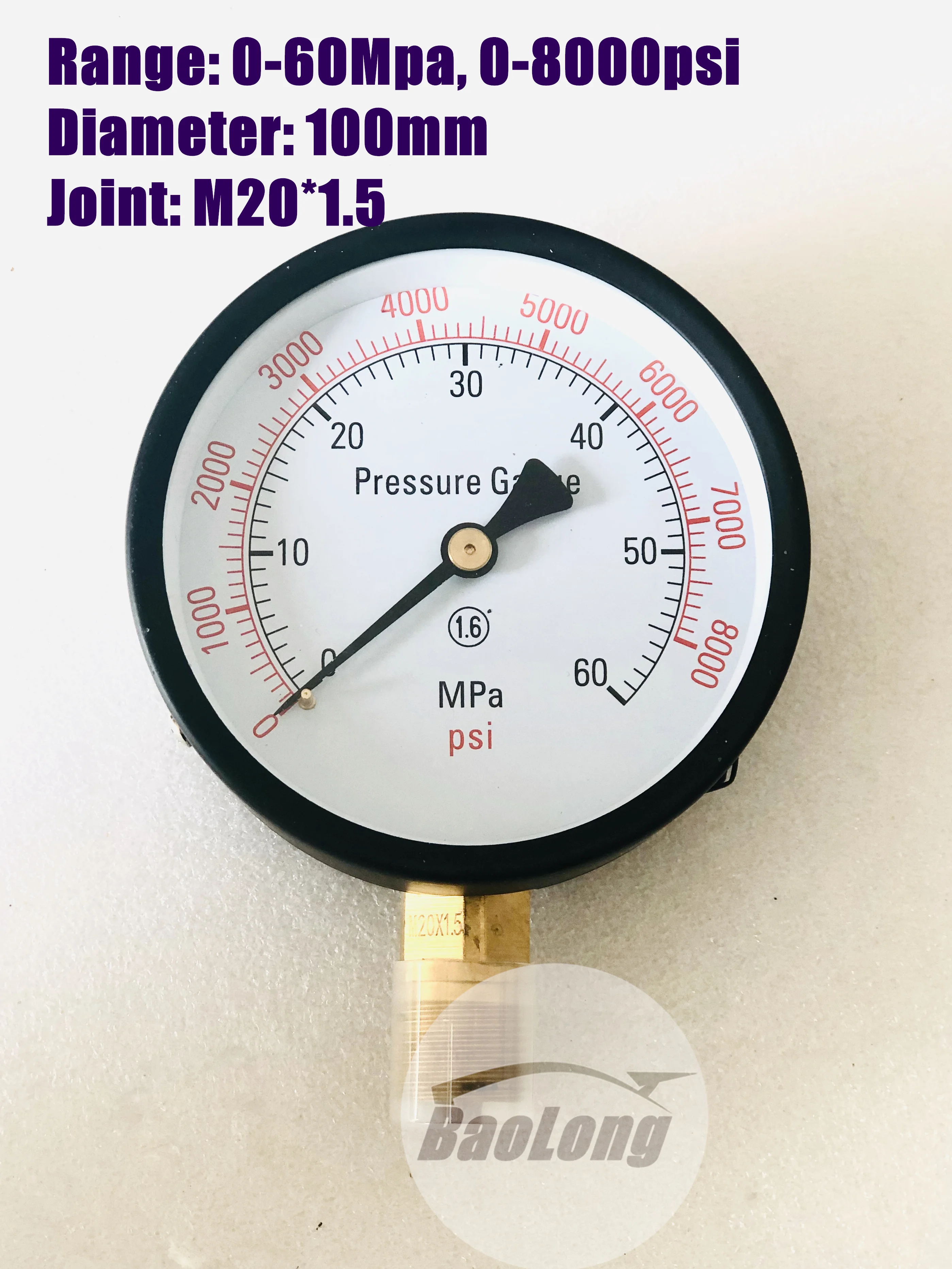 0-60Mpa Pressure Gauge for S60h Diesel Injector Nozzle Tester 0-8000Psi Pressure Meter Testing Tool