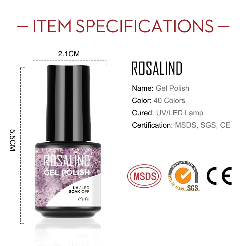 ROSALIND Gel Nail Polish Plastic Bottle 70Colors Gel Polish UV LED Soak Off Base Top Varnish Semi Permanent Vernis Nails Art