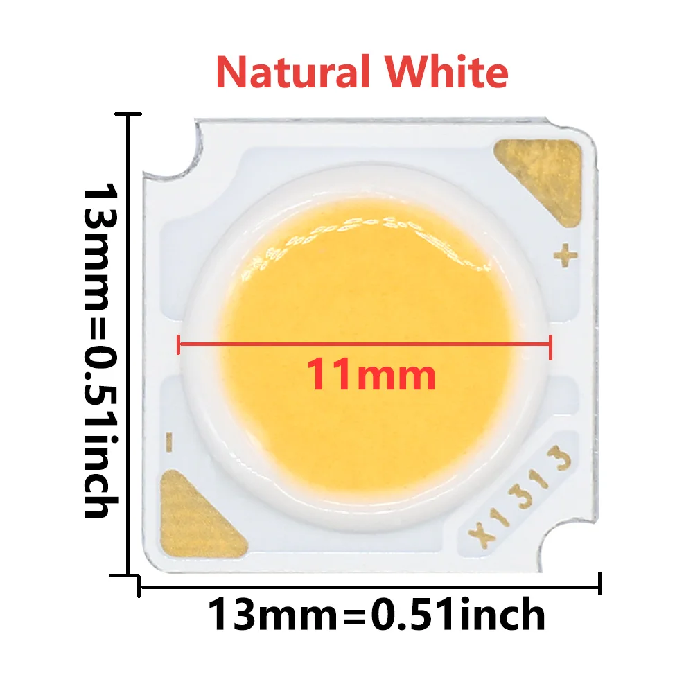 10 szt. Chipów LED Wysokonapięciowych 300mA, Ciepła Biała Dioda LED COB 1313mm, Zintegrowane Diody LED, Źródło Światła do Reflektorów