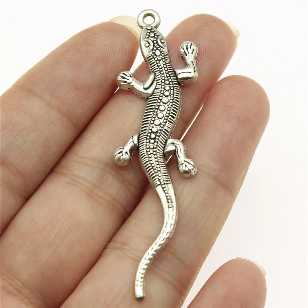 10pcs Charms Chameleon Gecko House Lizard Handmade Craft Pendant Making Vintage Tibetan Bronze Silver Color DIY For Necklace