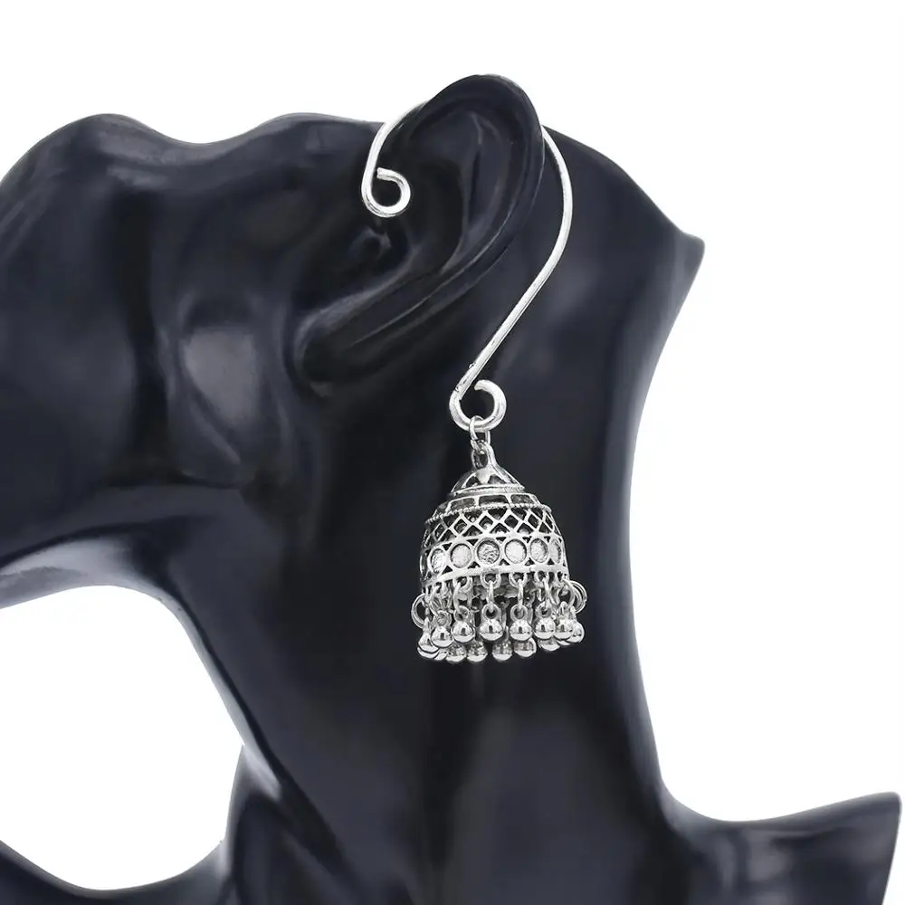 Afghan Vintage Silver Color Metal Drop Earring Women No Piercing Clip on Earring Birdcage orecchini Gypsy Tribal Party Jewelry