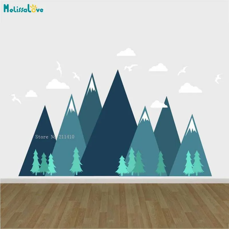 

Exquisite Mountain Design Vinyl Wall Stickers Custom Colors Kids Nursery Decor Baby Room Nordic Style Decals Handmade YT5238