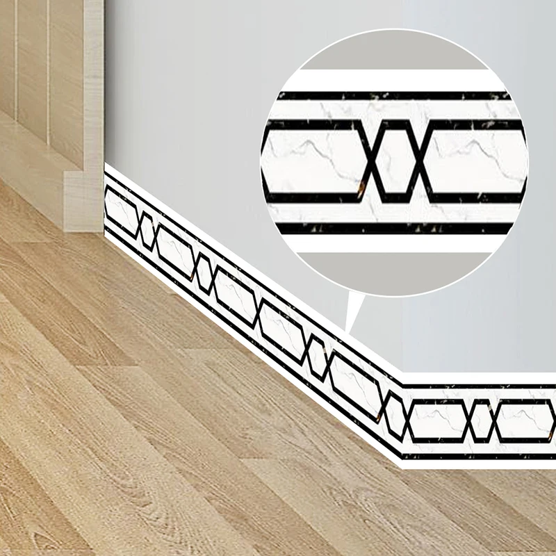 PVC Self-Adhesive Waterproof Wall Sticker 3D Stereo Geometric Pattern Wall Borders Living Room Kicking Line Bathroom 3D Stickers