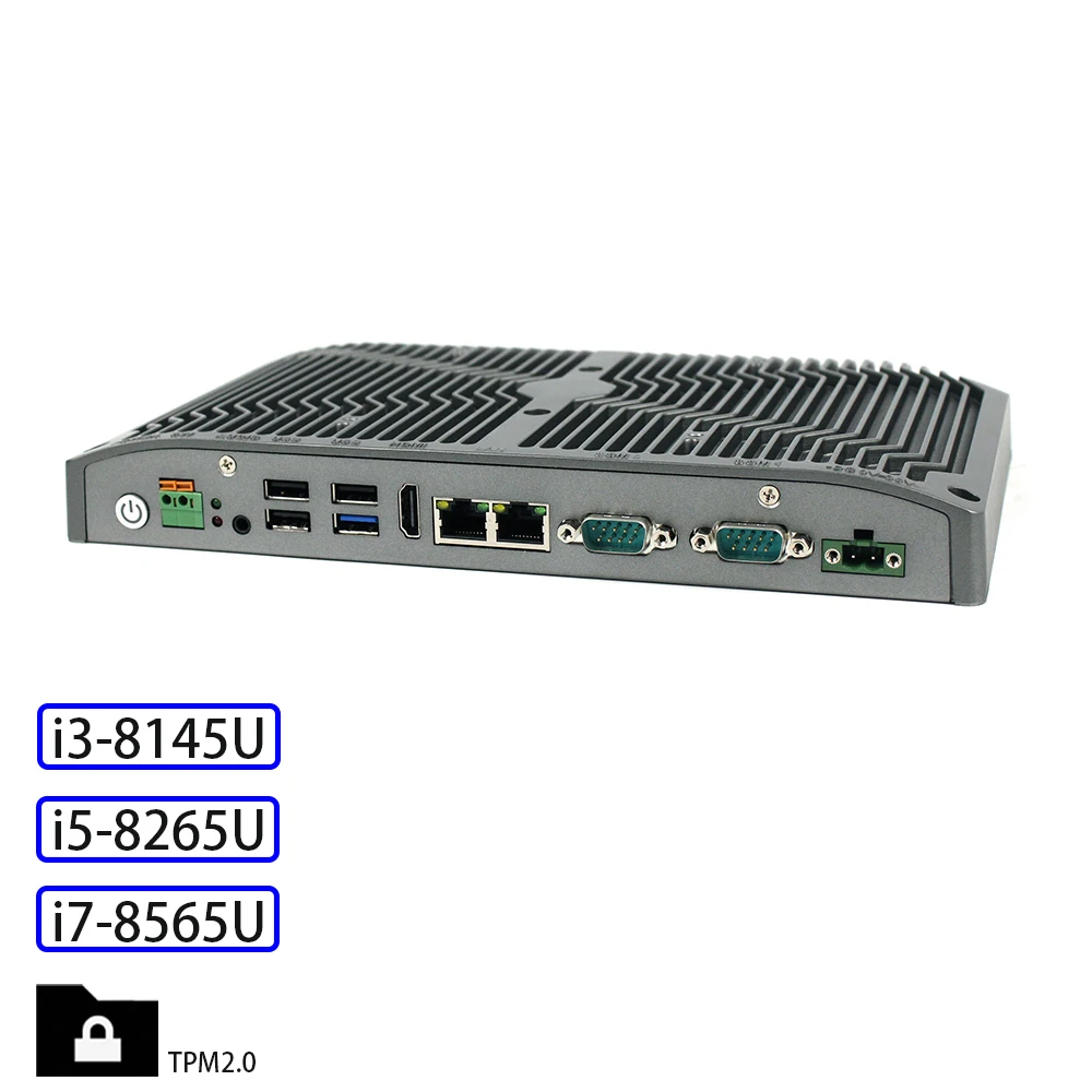 fanless mini pc i7 i5 i3 Core intel 8th gen cpu with TPM2.0 hardware & software encryption mSATA USB/HDMI/LAN/RS232 422 485