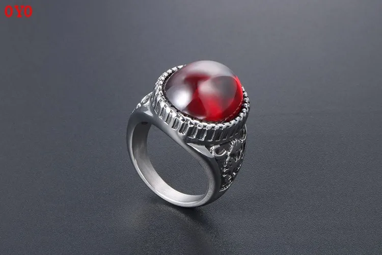 

925 silver vintage embossed men's domineering agate ring