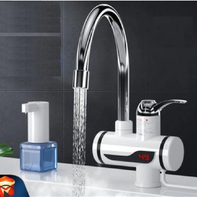 220v Tankless Water Heater Electric Faucet Tap Hot Water Heater Instant Kitchen Bathroom Heating 3000W