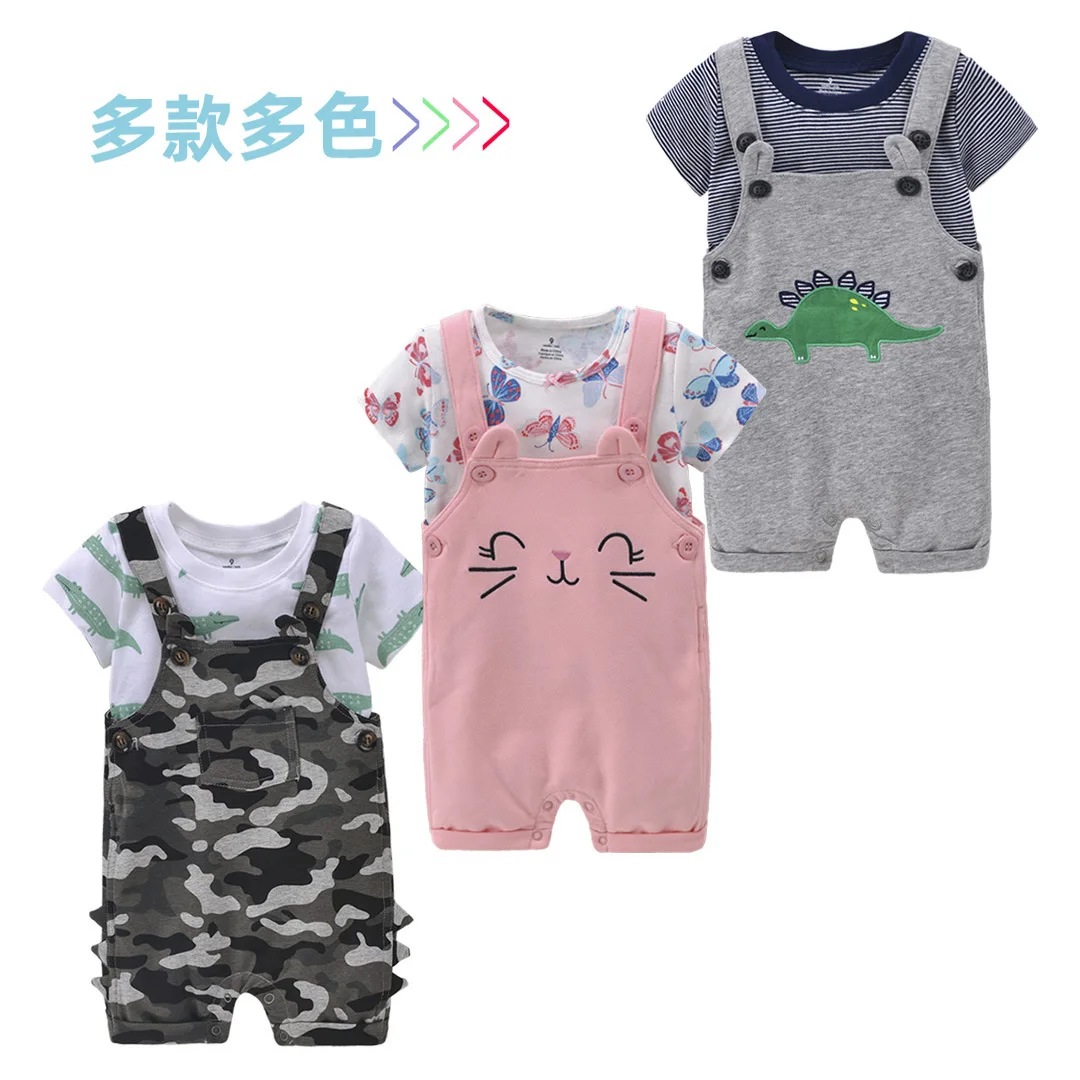 Baby clothes set suspender pant + tshirt summer baby clothes set cotton T-shirt  two-piece set toddler girl clothes ropa de nina