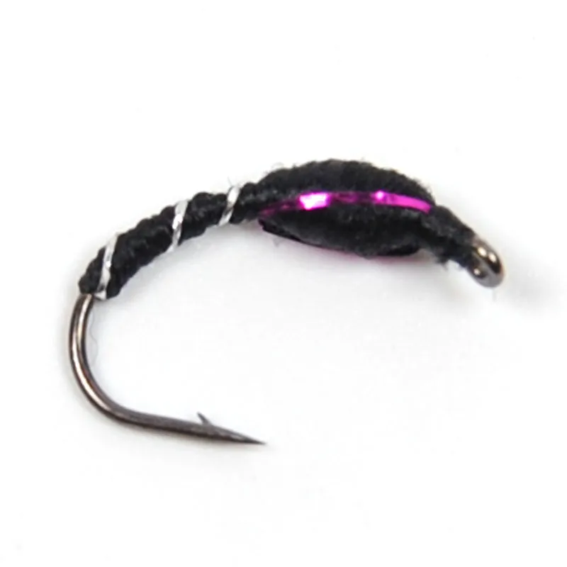 ICERIO 8PCS #10 Black Caddis Larva Nymph Trout Fly Fishing Hook