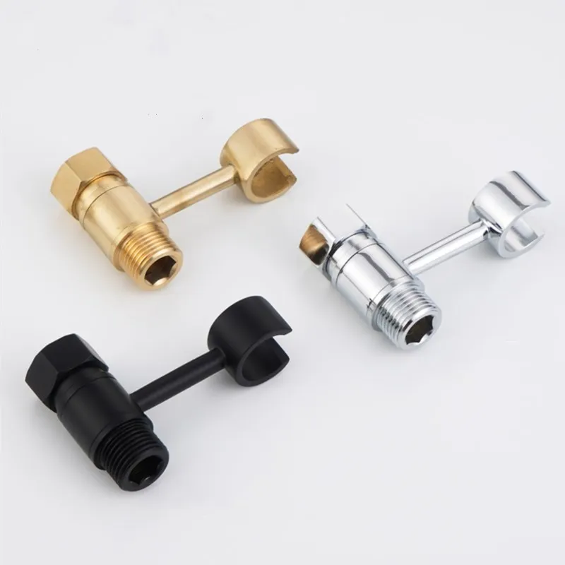 Shower Holder Bathroom Valve Attachment Black/Chrome Brass With Shower Hose Connector Mounting 360 Degrees Rotatable Brackets