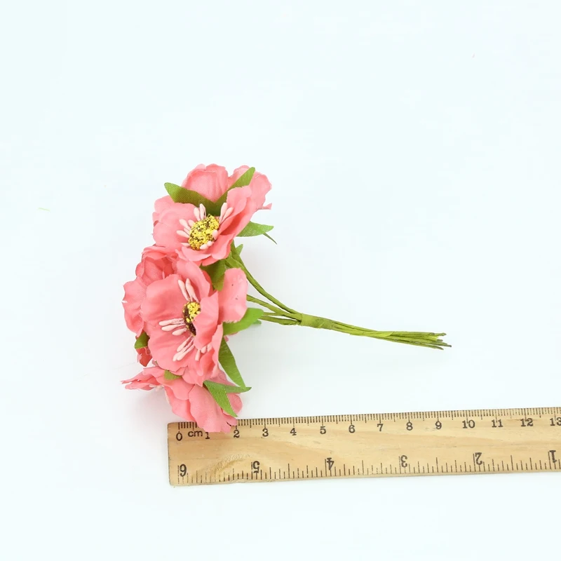6 Pieces Stamen Artificial Plants Wedding Decorative Flowers Christmas Wreaths Vases for Home Decor Silk Cherry Fake Flowers