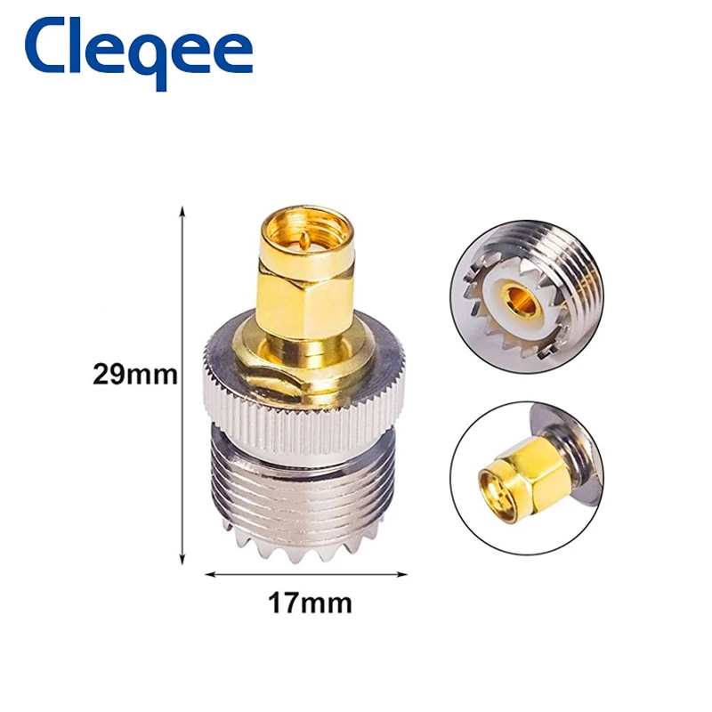 Cleqee 2Pcs Uhf Vrouwelijk Naar Sma Male PL-259 Dus-239 Rf Coax Adapter Connector Pl259 Converter