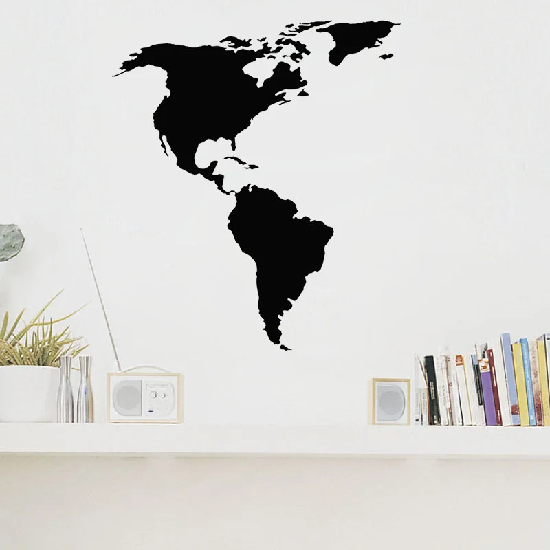 North And South America Continent Wall Sticker Living Room Bedroom Wall Decal Art Murals Geography Wallpaper Poster Decoration