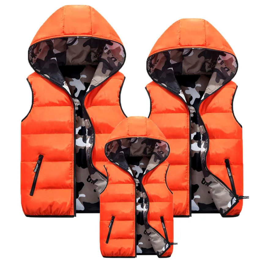 

Parent-Child Matching Outfits Camouflage Kids Waistcoat Winter Kids Vest For Boys Girls Jacket 100-185CM Jacket Outerwear