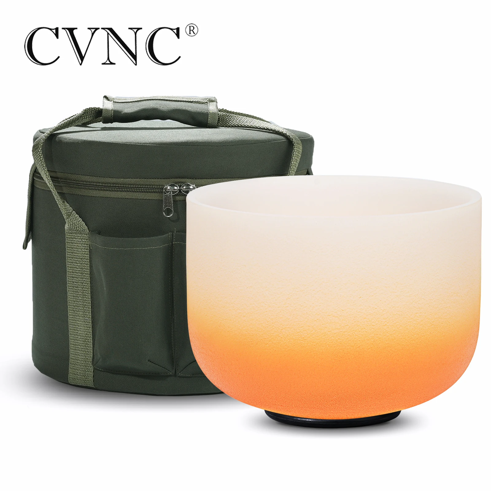 

CVNC 8 Inch D Note Candy Frosted Quartz Crystal Singing Bowl Navel Chakra for Sound Healing and Meditation with Bag