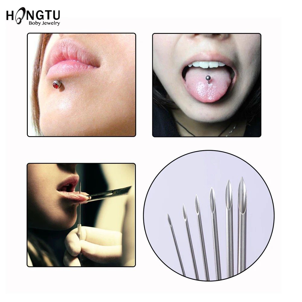 30PCS 10-20G Surgical Steel Sterilized Disposable Piercing Needles For Navel Nipple Ear Nose Lip Tattoo Piercing Kit Tool Supply