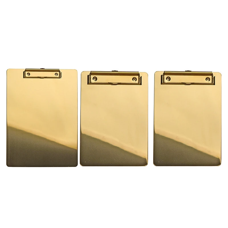 1PC Gold Metal A5 B5 A4 Writing Sheet Pad Clipboard Menu Data File Storage Folder for Office File Memo Writing Pad