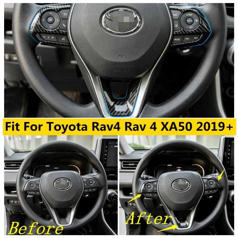 

Steering Wheel Decoration Frame Cover Trim Fit For TOYOTA RAV4 RAV 4 XA50 2019 - 2022 Carbon Fiber Look Interior Accessories