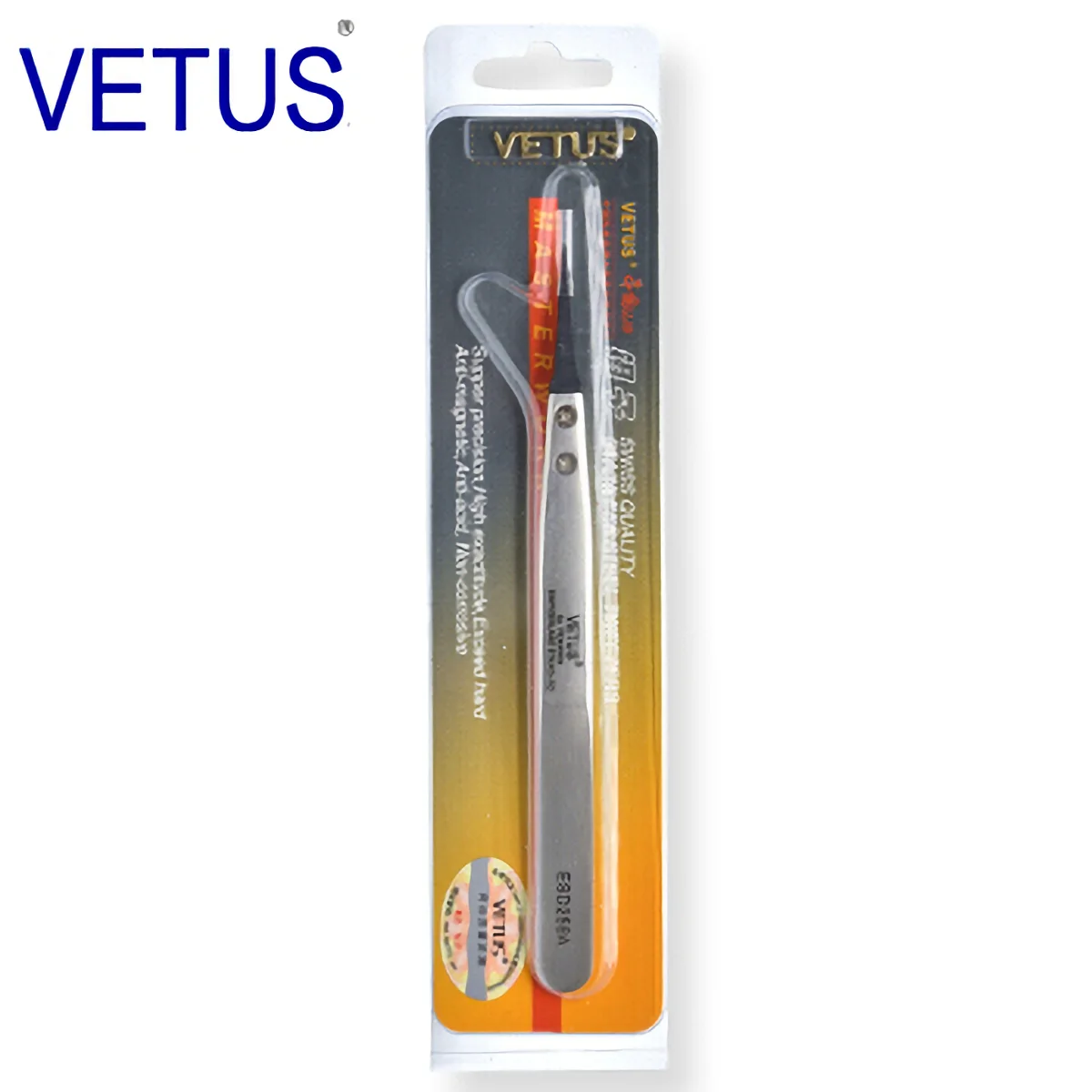 VETUS ESD-259A Interchangeable Head Anti-static Tweezers Stainless Steel Body Anti-static Carbon Fiber Conductive Plastic Head