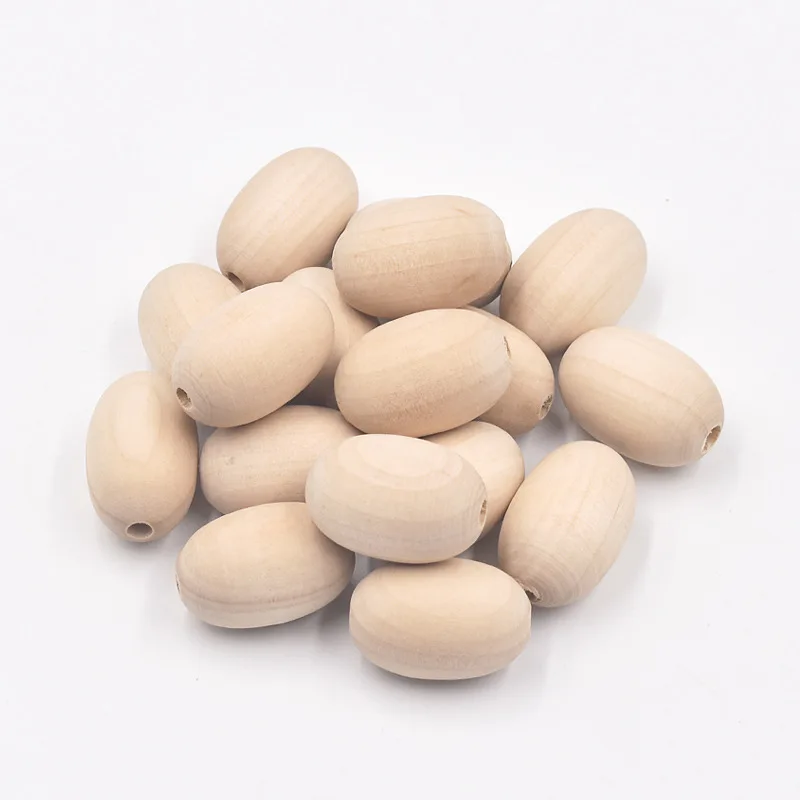 DIY 10Pcs/Pack 20*30mm Natural Color Oval Shape Wooden Beads Loose Beads Handmade Custom Fashion Charm Crafts Accessories