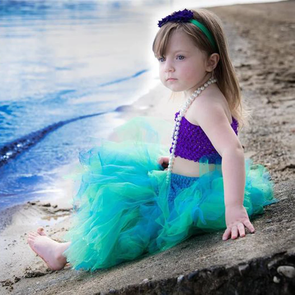 Baby Girls Mermaid Tutu Dress Toddler Kids Birthday Party Outfit  Mermaid Tail Princess Girl Costume Tutus Set for Photo Shoot