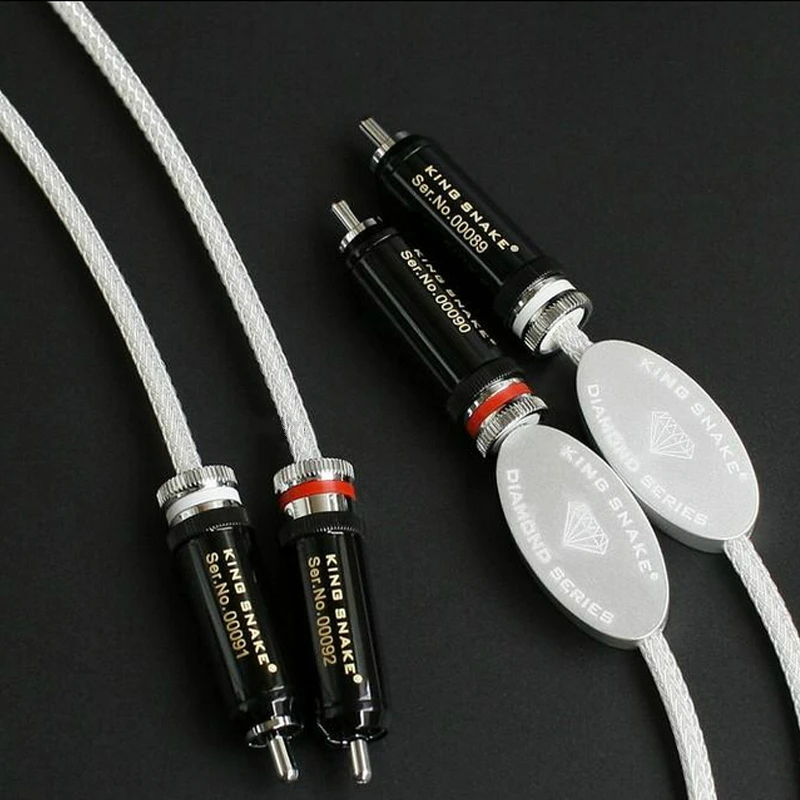 King Snake Diamond Series Silver RCA Cable CRYO-196 Male To Male RCA Interconnect Audio Cable