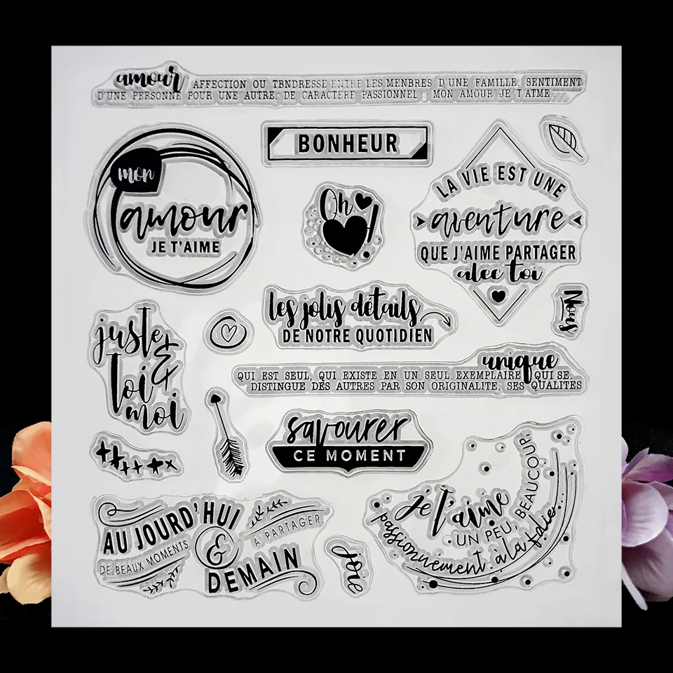 French Words Transparent Clear Stamps Seal For DIY Scrapbooking Sentiment Rubber Stamp Photo Album Card Making