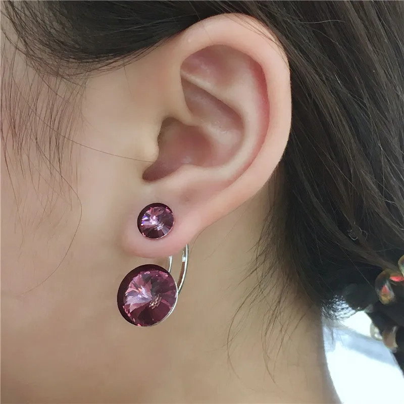 Ms Betti 2021 Trendy Design Double Round Rivoli Stones Drop Earring Crystals From Austria For Women Party Wedding Jewelry Gifts