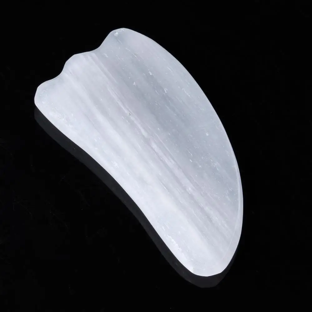 1pcs Natural Selenite Guasha Board Natural Stone Scraper Chinese Gua Sha Tools For Face Neck Back Body Pressure Tool