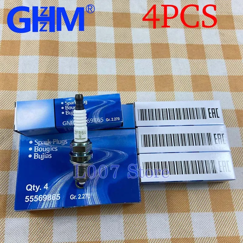 4PCS New Genuine Nickel Alloy Spark Plug NO: 55569865 93742299 ZFR6U For Chevrolet Cruze Epica Sonic Opel Astra Zafira