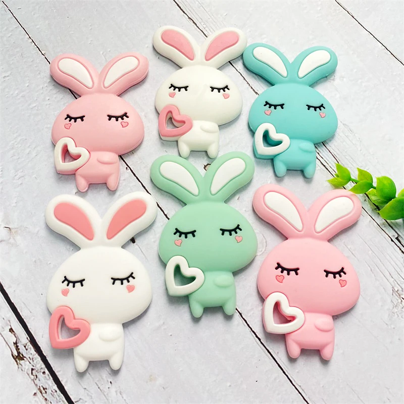 1pcs Silicone rabbit Teether  Cartoon Animal BPA Free Rodents Teething Necklace Food Grade Infant Chewable Toys Baby Teether