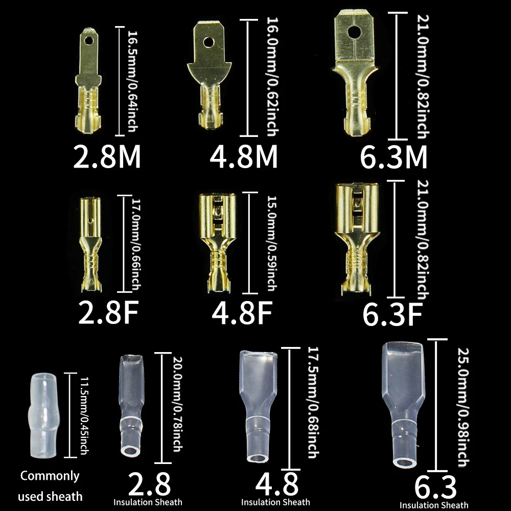 2.8/4.8/6.3Mm SN48B Hộp Vàng Cách Điện Lọn Uốn Vỏ Bọc Vết Thương Cổng Kết Nối Cắm Báo Chí-Lắp Lò Xo lắp Nhanh Đơn Giản Nhà Ga