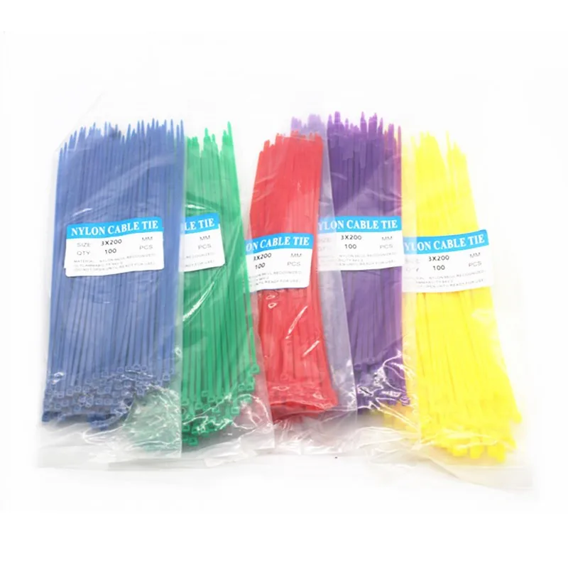 100Pcs/Bag Cable Ties 18 Colors 2.5mmx200mm 2.5mm*200mm Self-Locking Nylon Wire Cable Zip Ties White Black Wire Fasten Cable