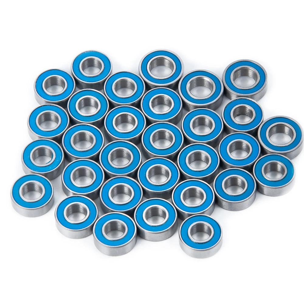 TRINOOD 30PCS Bearings Kit 6x12x4mm 5x11x4mm for 1/14 Tamiya Semi RC Tractor Truck Climbing Trailer Car Blue Bearing Parts