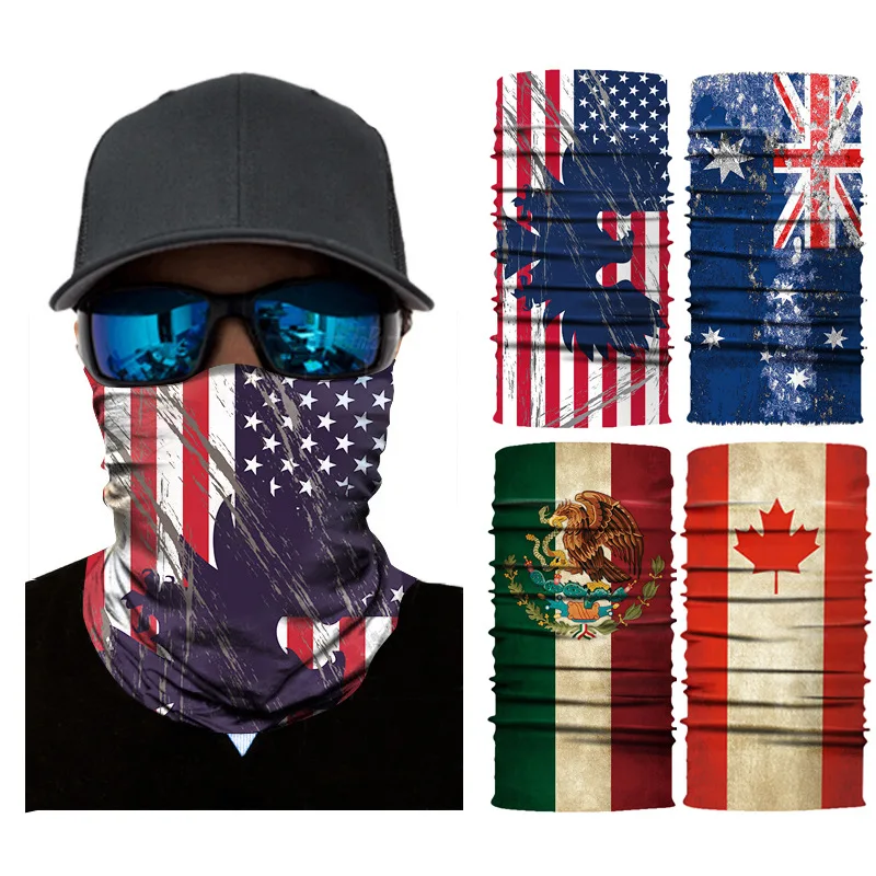 National Flag Scarf Balaclava Seamless Bandana Cycling Motorcycle Neck Warmer Mexico Spain Germany USA Canada Face Mask