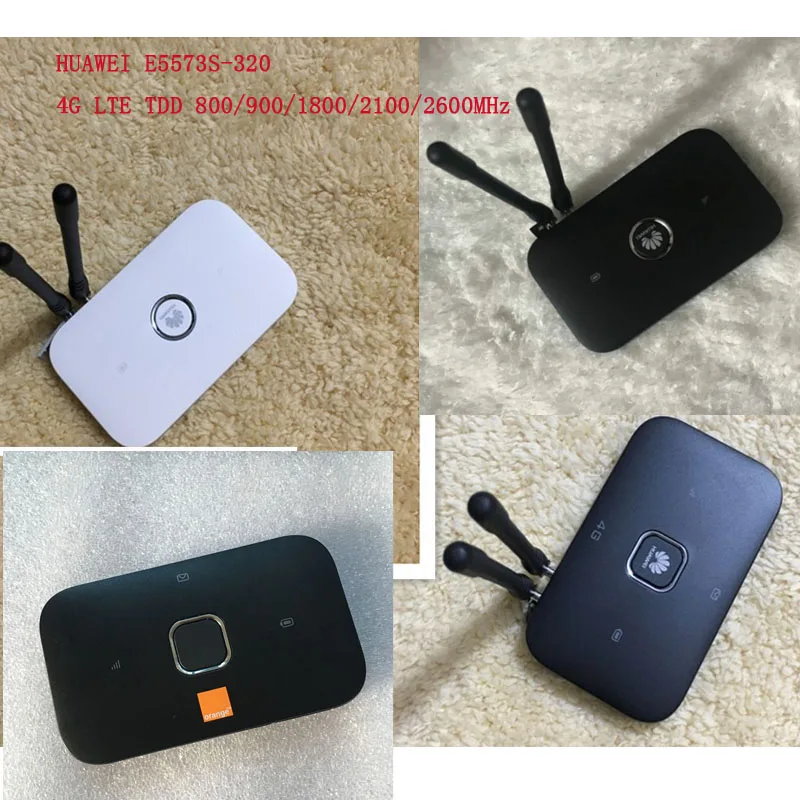 

Huawei E5573-320 CAT4 150M 4G LTE FDD 800/900/1800/2100/2600MHz Wireless Mobile Wi Fi Hotspot +2pcs antenna