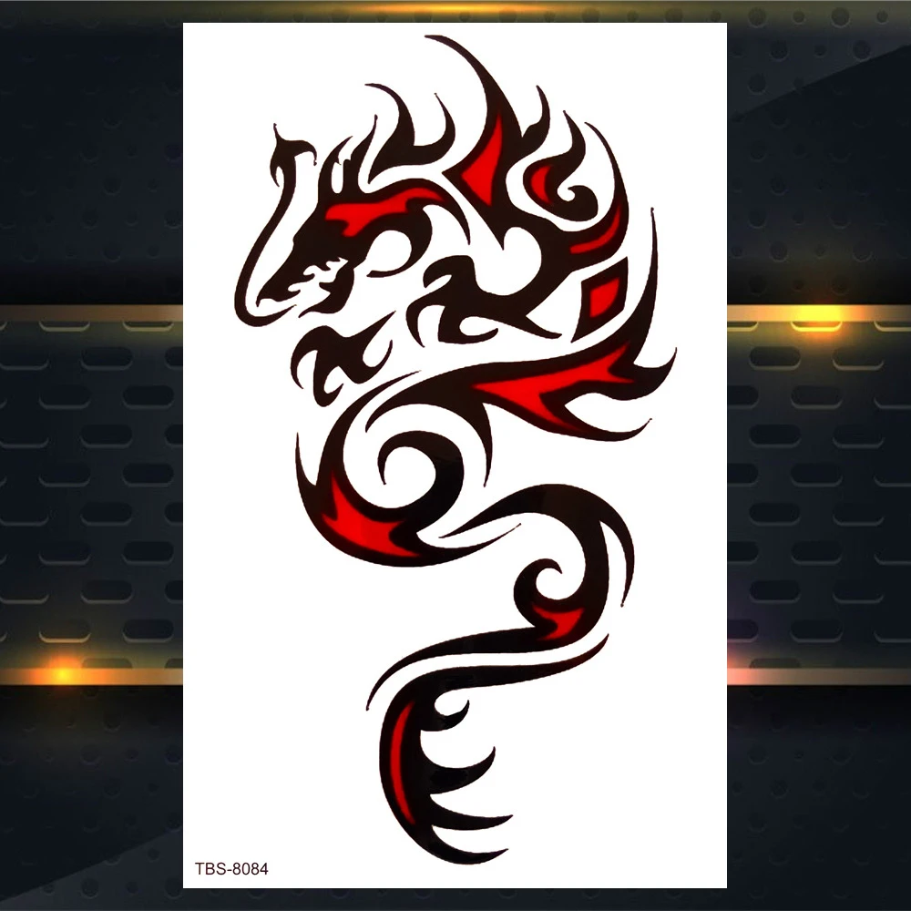 Minimalistische Dragon Fake Tijdelijke Tatoeages Voor Mannen Vrouwen Geometrische Wolf Tattoo Sticker Fire Green Snake Tatoo Lakens Body Arm Hand