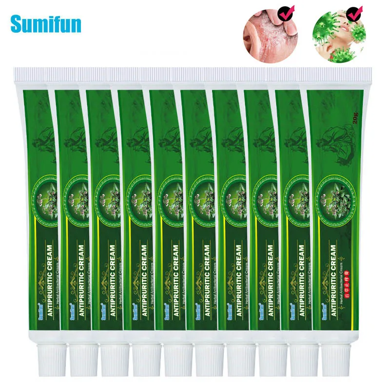 

Sumifun 10pcs Psoriasis Cream Skin Care Dermatitis Eczema Treatment Anti-itch Chinese Herbal Antibacterial Ointment