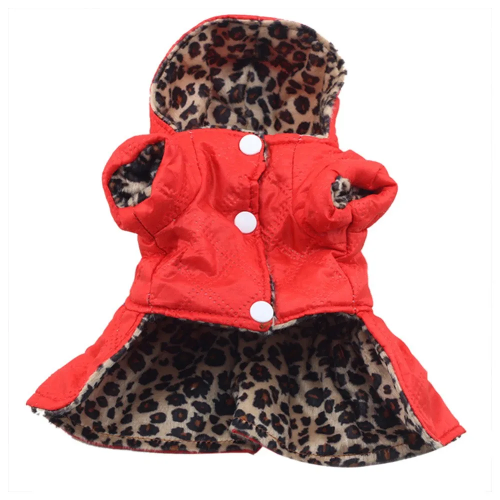 Cute Pet Dogs Leopard Costume Winter Dog Clothes Puppy Cotton Hoodie Clothes Warm Dog Coats & Jackets Chihuahua Pet Product